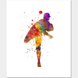 Baseball player in watercolor Posters and Art